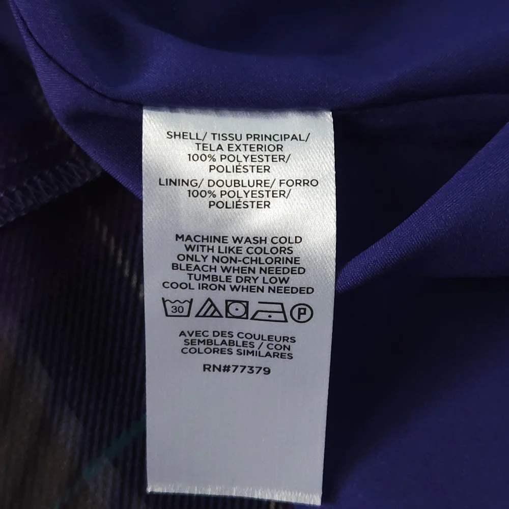 Ann Taylor Purple Plaid Tartan Chiffon Mini Dress XXSP Dark Academia Cottagecore - Picture 6 of 8